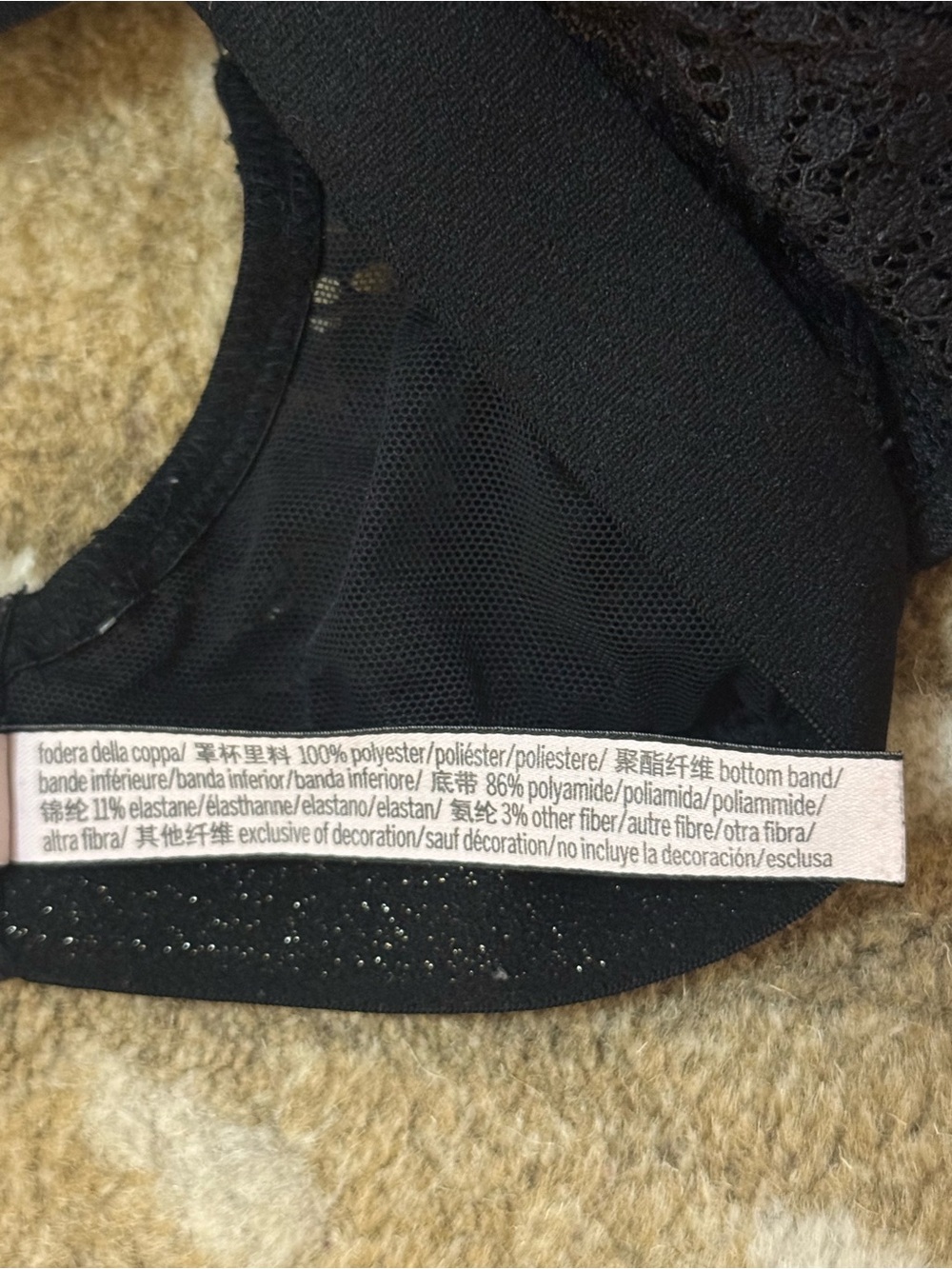 Victoria’s Secret Lightly Lined Demi Bra Black Lace Logo Band 34DD - Picture 10 of 11